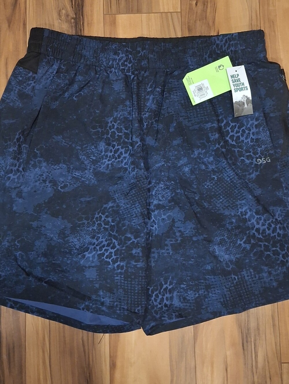 DSG Blue Patterned Performance Shorts 8 In Inseam Mens Large Animorphic Navy